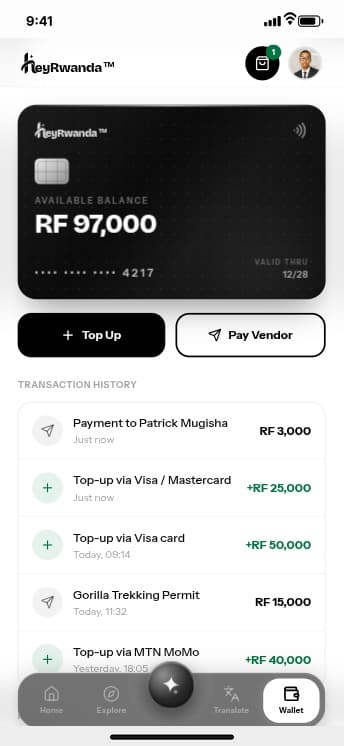 heyrwanda wallet screen